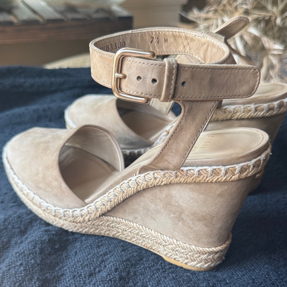 Stuart Weitzman Beige Wedge Sandals